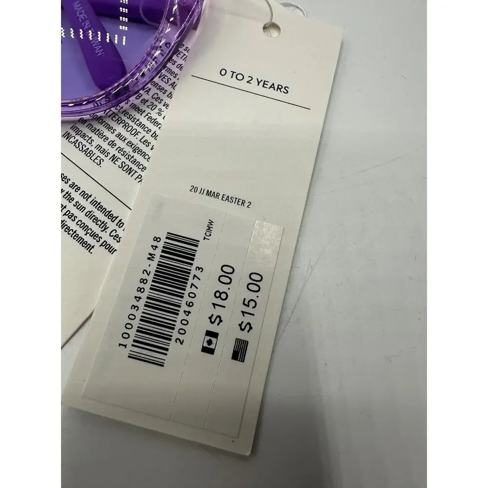 NWT Janie And Jack Round Sunglasses 0-2 Yr Lavender Tinted UV Lenses Casual A42